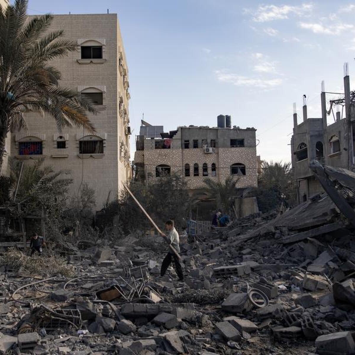 A file photo of damage in Rafah 