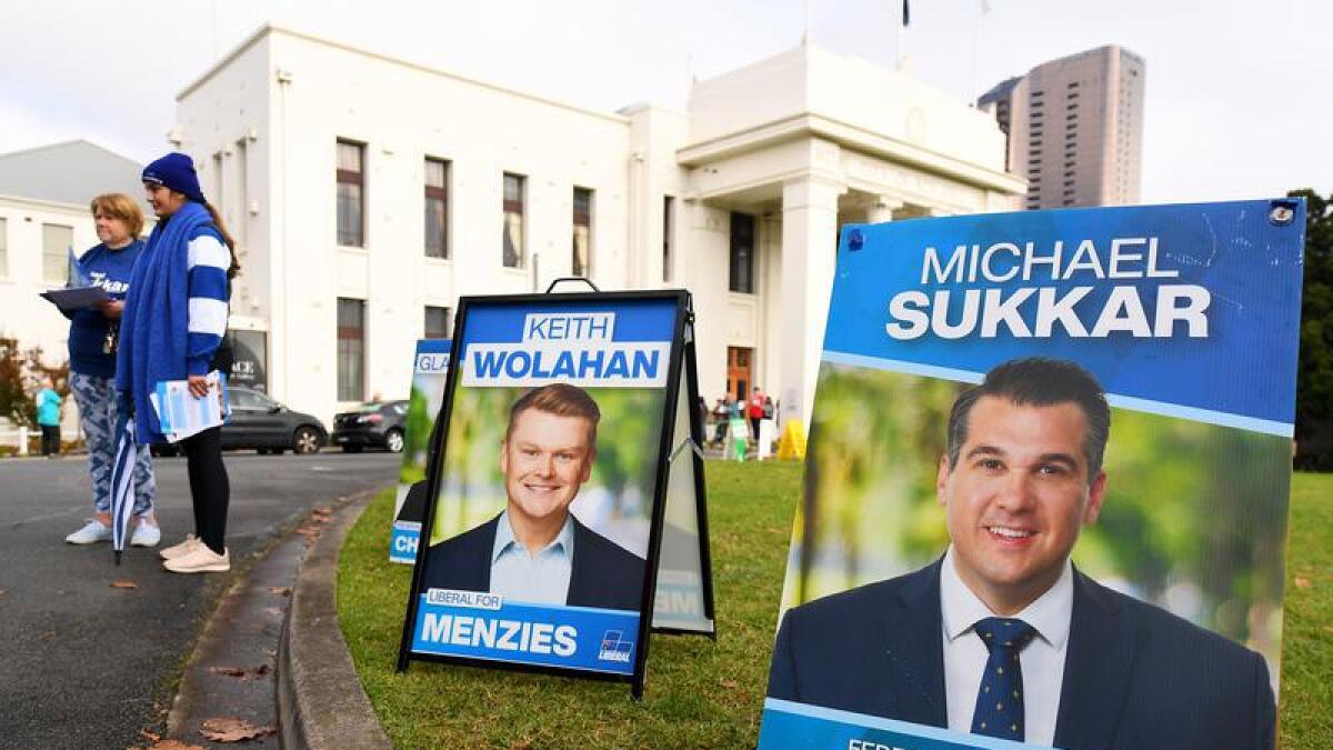 A corflute sign for the federal member for Deakin, Michael Sukkar