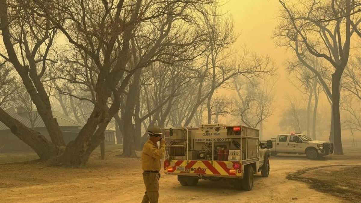 Firefighters respond to a fire in the Texas Panhandle