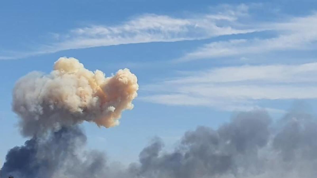 Smoke after explosions at a Russian air base in Crimea