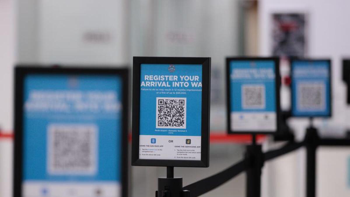 QR code signs to register arrivals at Perth Airport