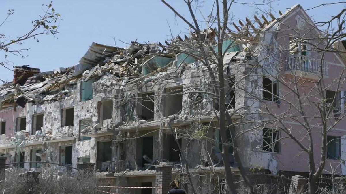 A destroyed building near Odesa