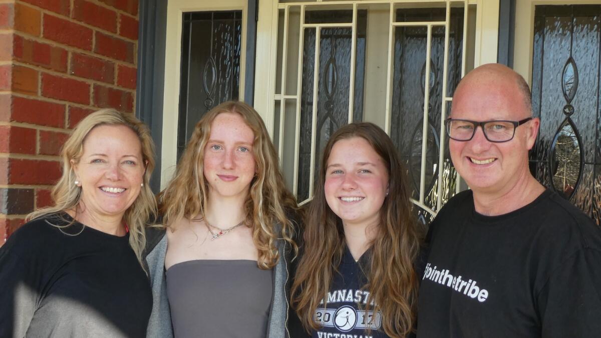 Exchange student Lotta Klaus (second from left) with the Morrison family - Kristy, Georgie and Drew.