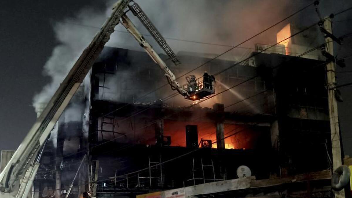 Building fire in New Delhi, India