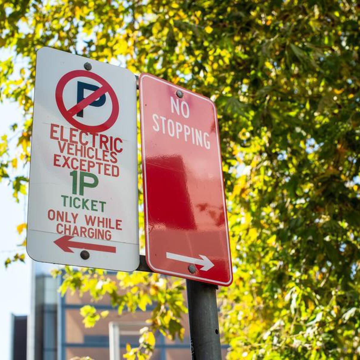 Electric vehicle parking sign