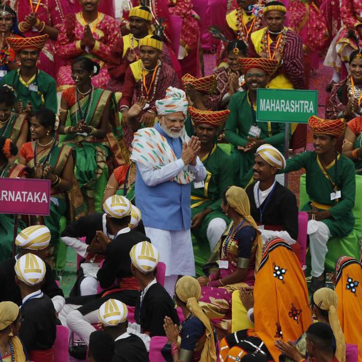 Indian Prime Minister Narendra Modi at the Red Fort in New Delhi