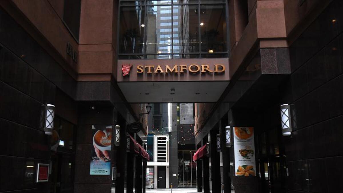 The exterior of the Stamford Plaza Hotel on in Melbourne