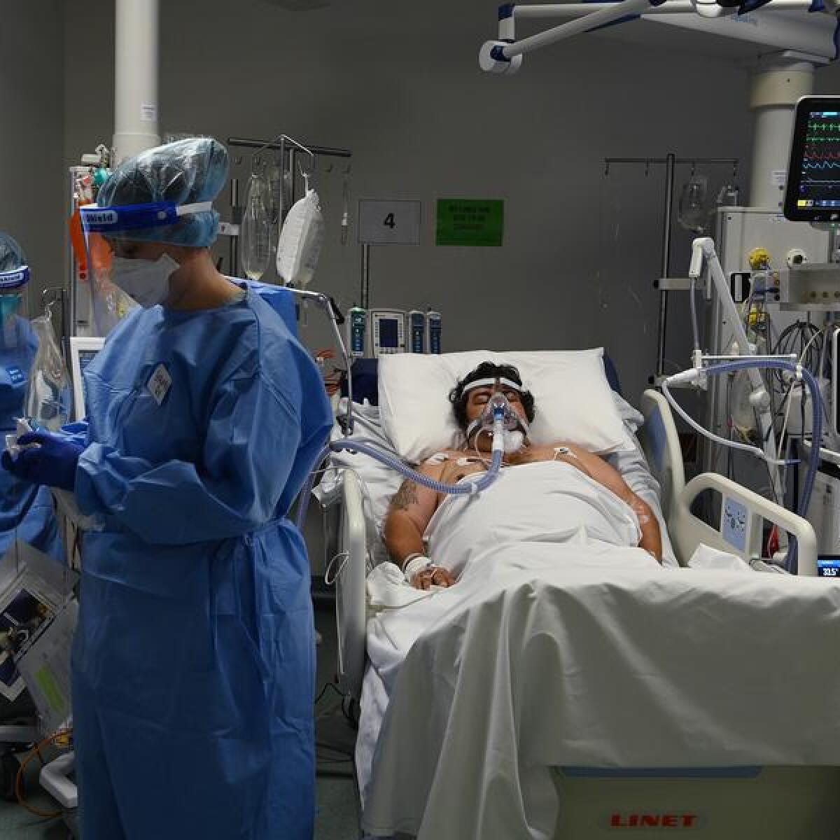 A COVID-19 patient of St Vincent’s Hospital in Sydney (file image)