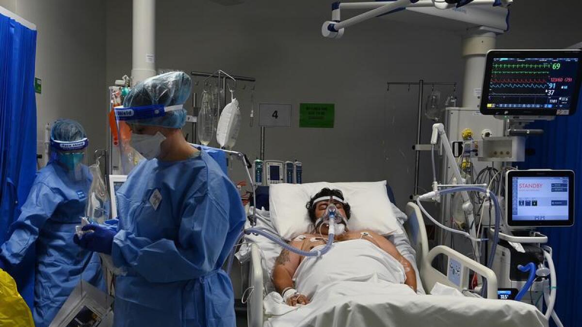 A COVID-19 patient of St Vincent’s Hospital in Sydney (file image)