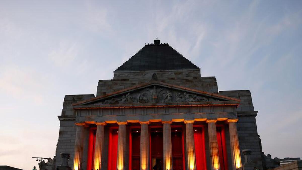 A file photo of the Shrine of Remembrance in Melbourne