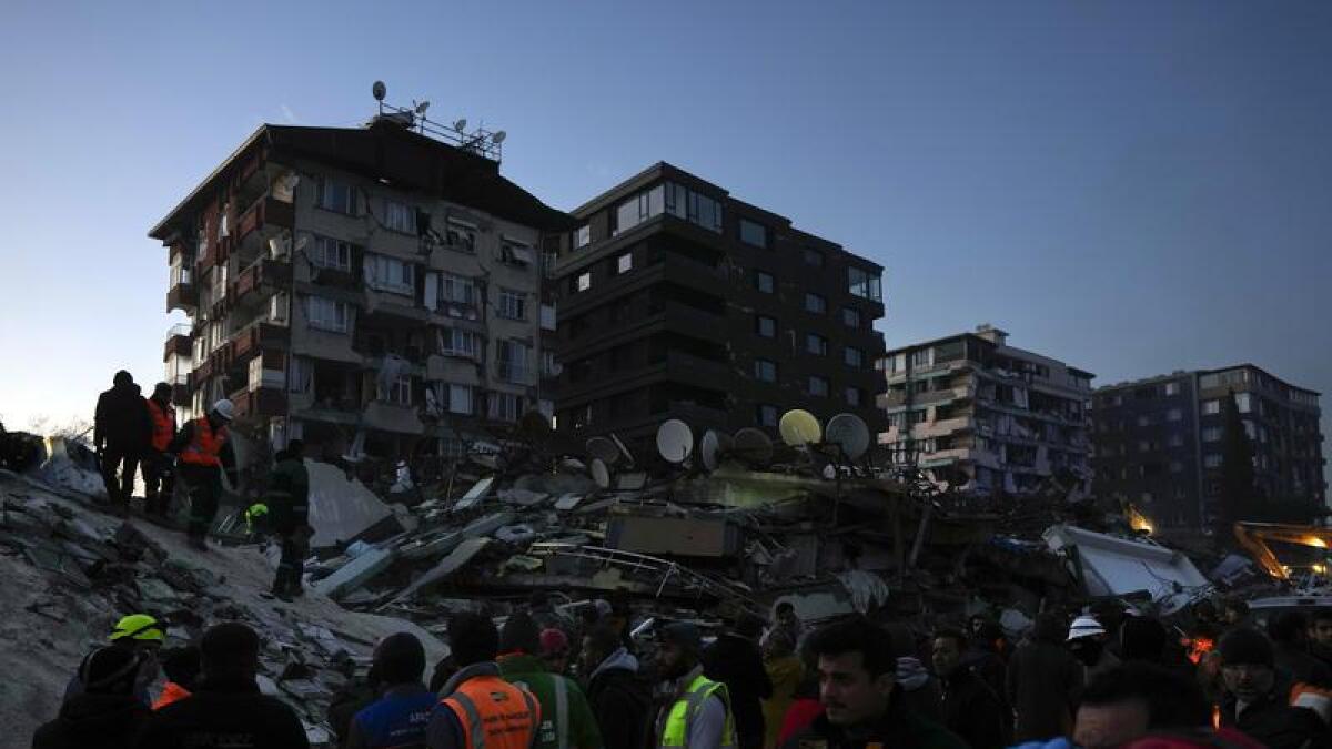 Rescue teams in the rubble at Antakya, southern Turkey