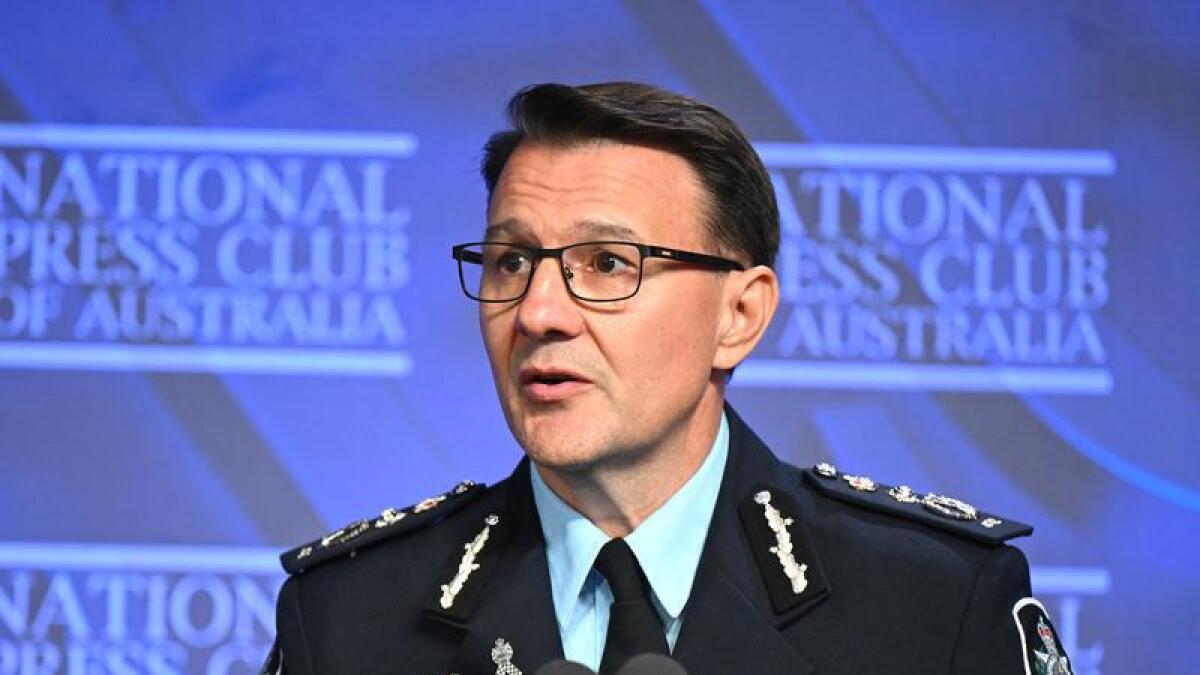 AFP Commissioner Reece Kershaw at the National Press Club.