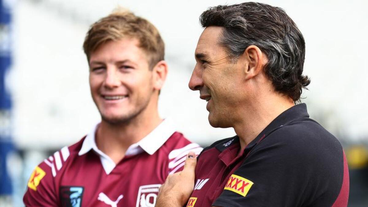 Harry Grant (left) and Maroons coach Billy Slater