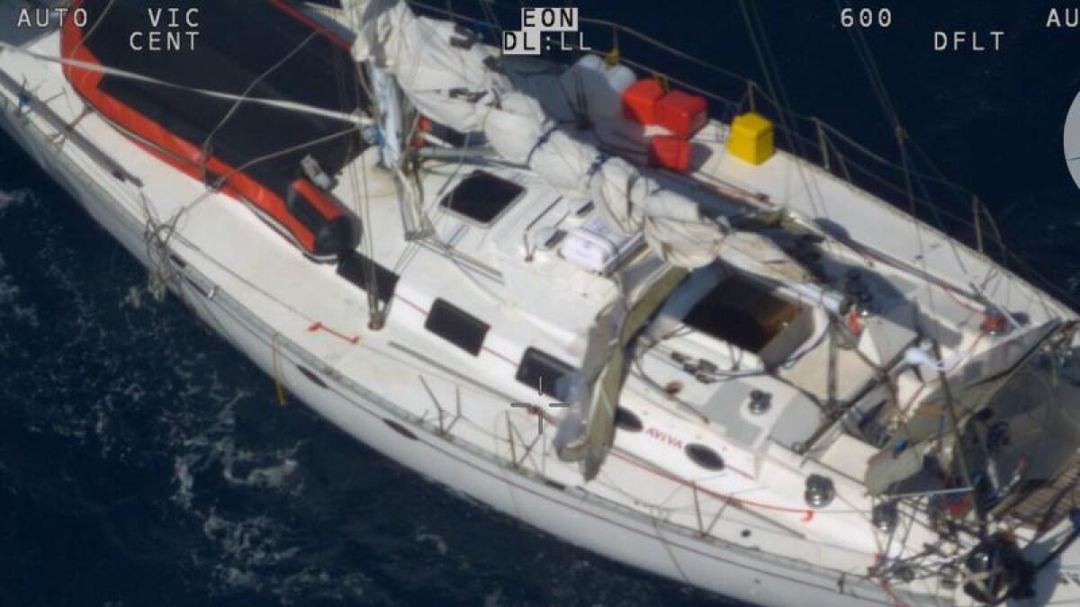 Aviva yacht stranded and damaged in the Tasman Sea in September 2022