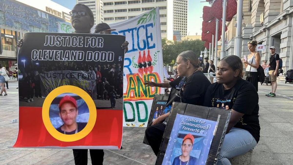 A rally following the death of Indigenous teen Cleveland Dodd.