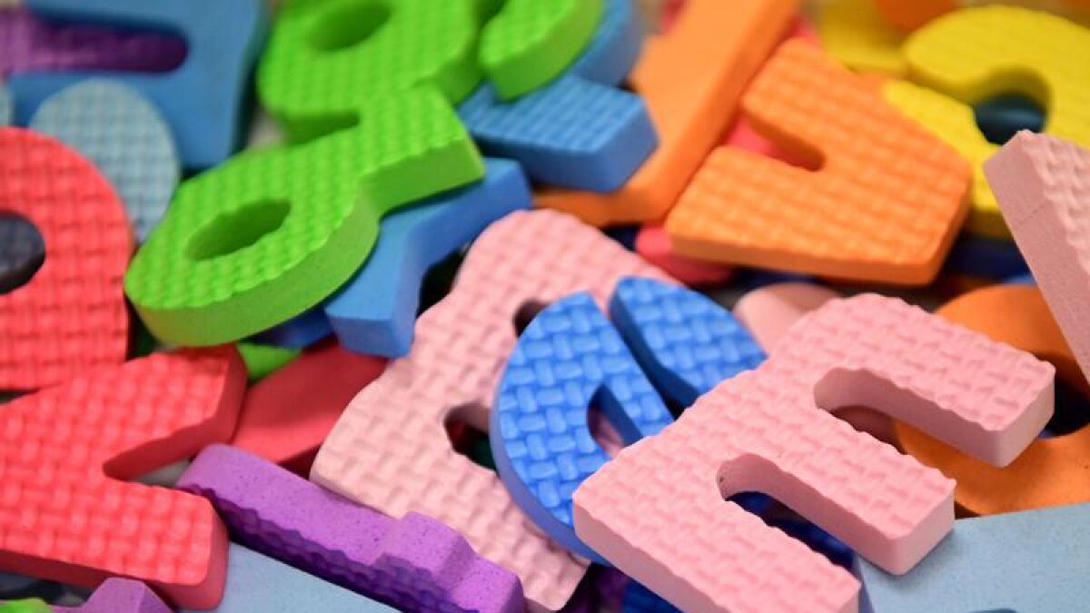 Coloured letter blocks at a kindergarten