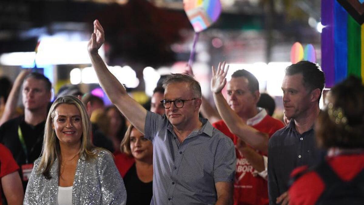 Prime Minister Anthony Albanese in the 45th Gay and Lesbian Mardi Gras