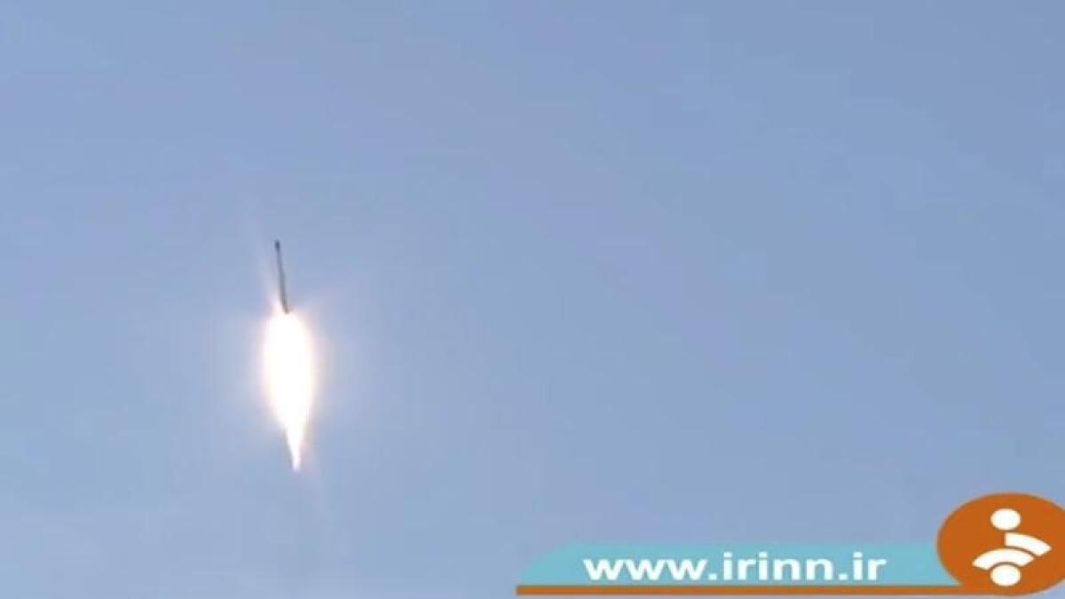 Image of a rocket launch shown on Iranian state television.
