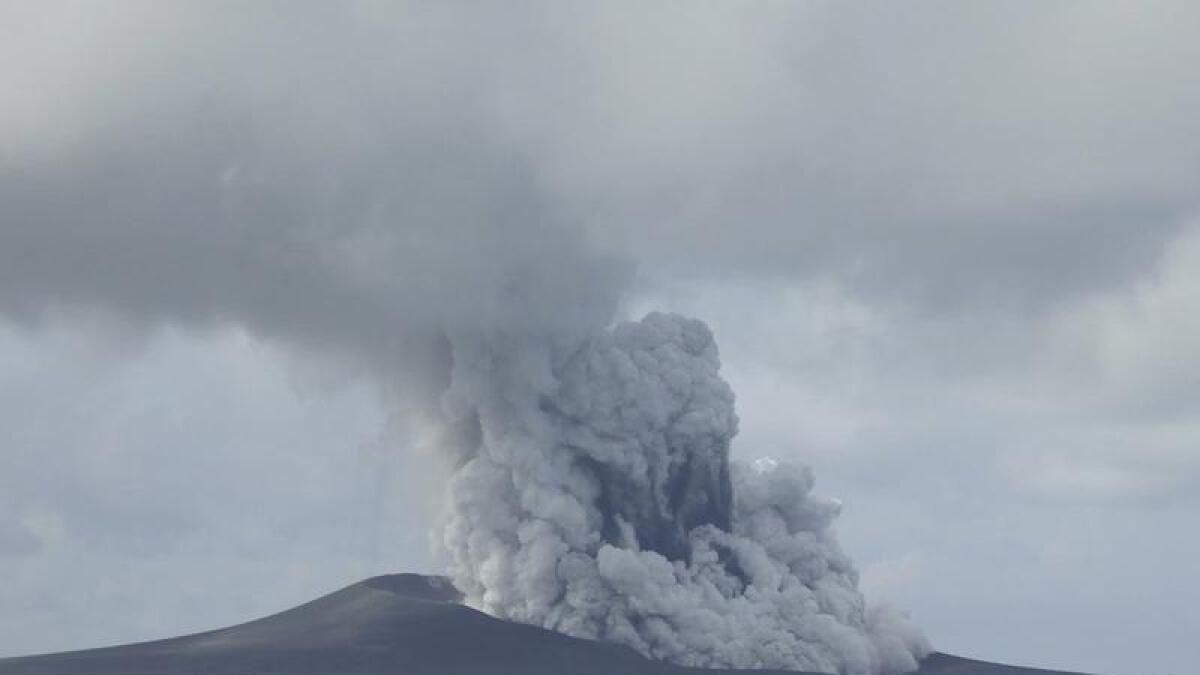 A volcano erupting near Tonga in 2015.
