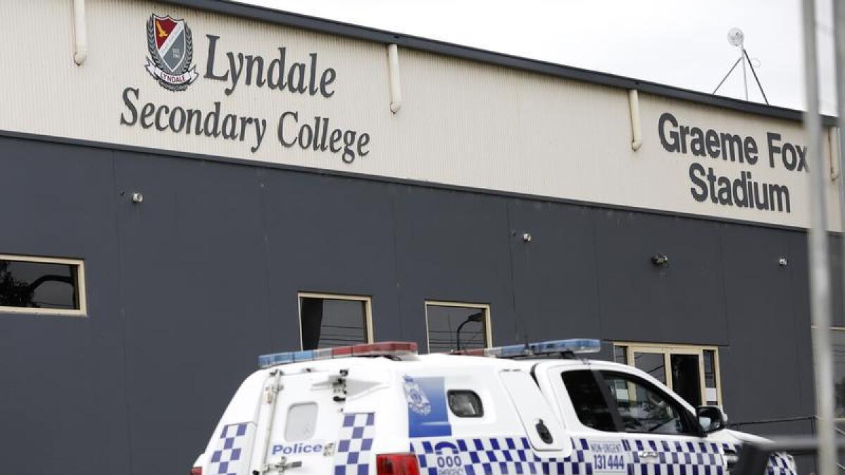 Police vehicle in front of Lyndale Secondary College
