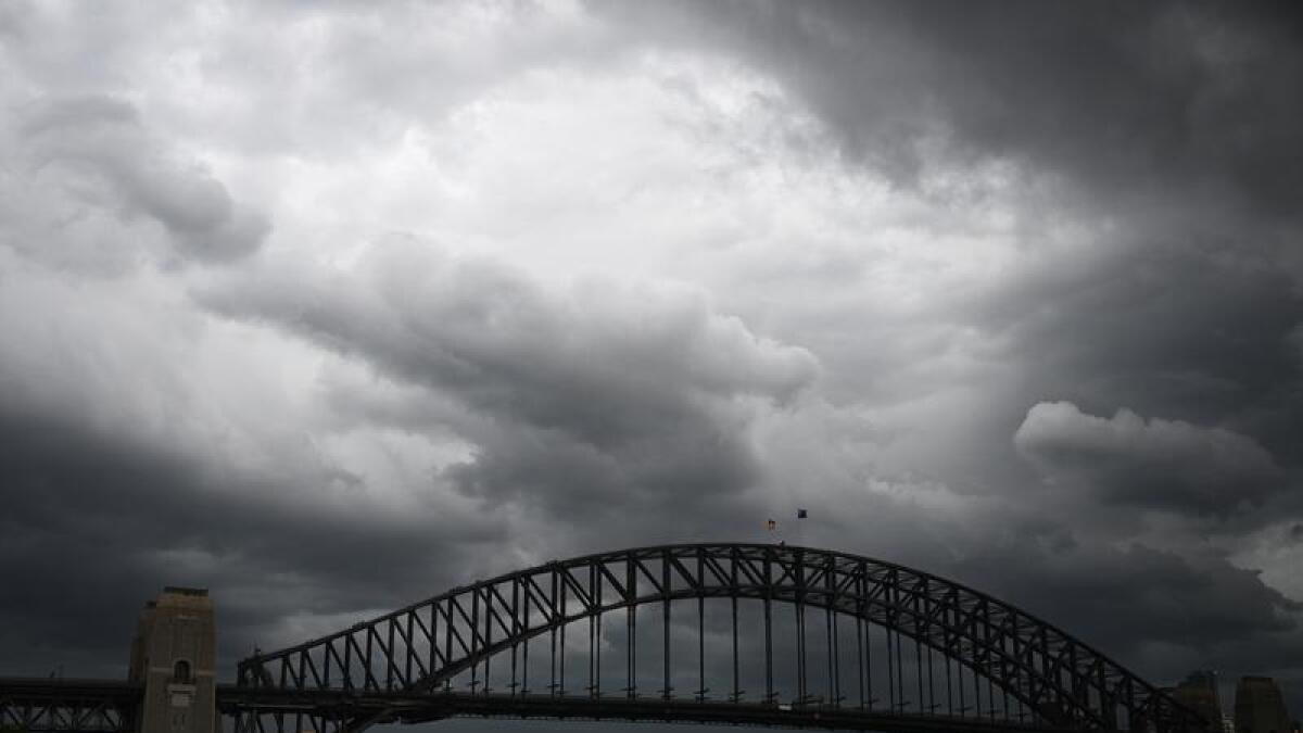Storm clouds are seen over Sydney harbour