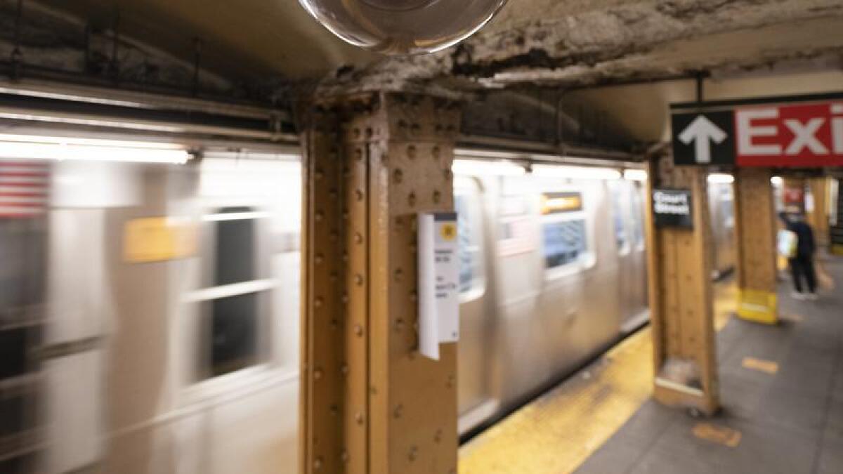 New York subway train station