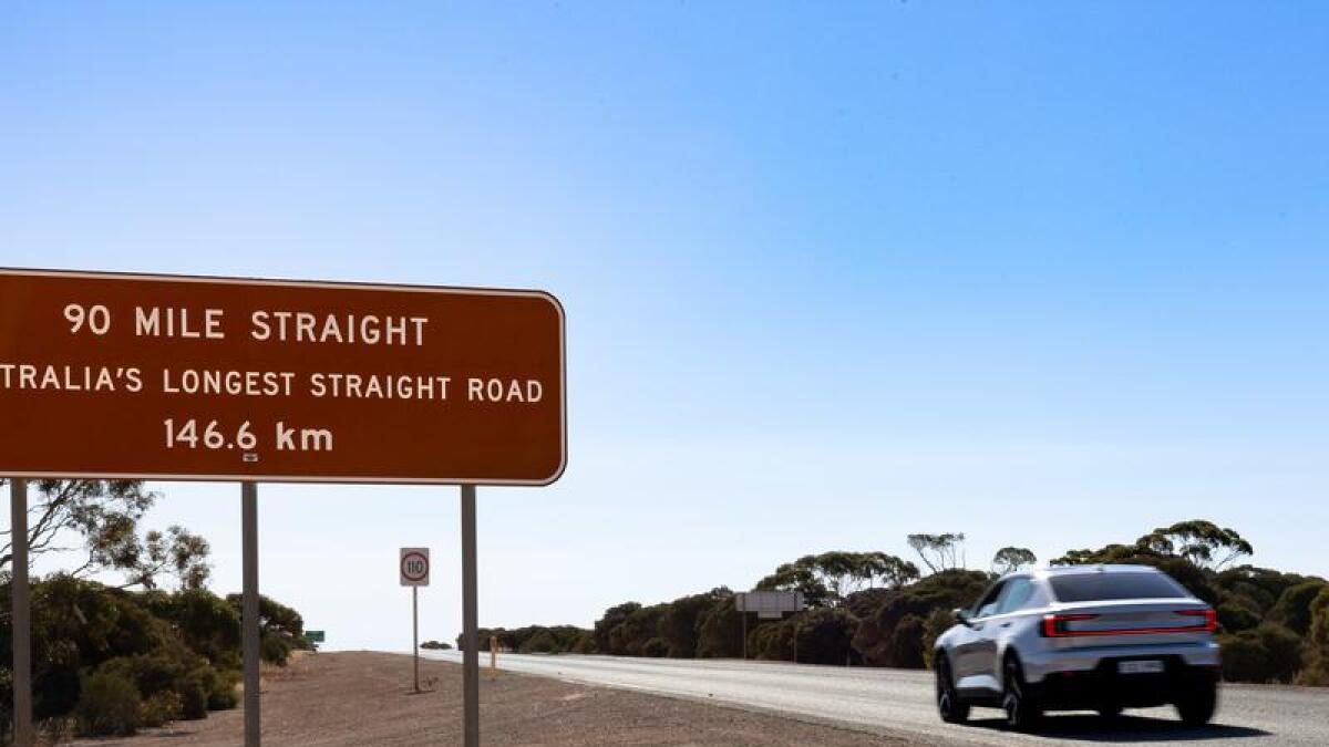 The all-electric Polestar 2 crosses the Nullarbor.