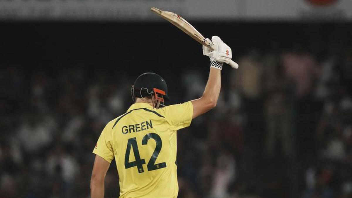 Australia's Cameron Green celebrates a half century in India.
