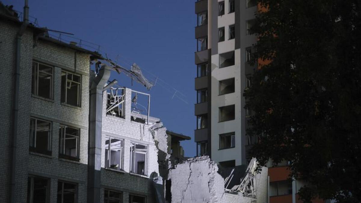 a building damaged by a drone in Kyiv
