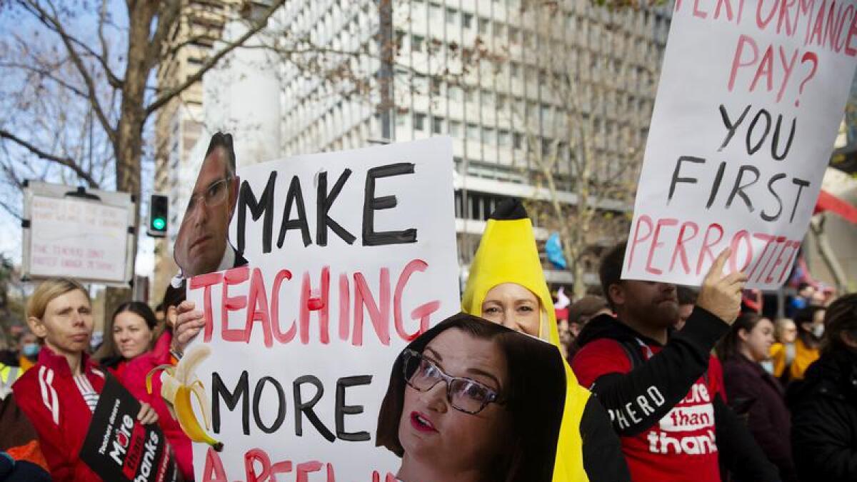 Teachers striking in Sydney in June this year