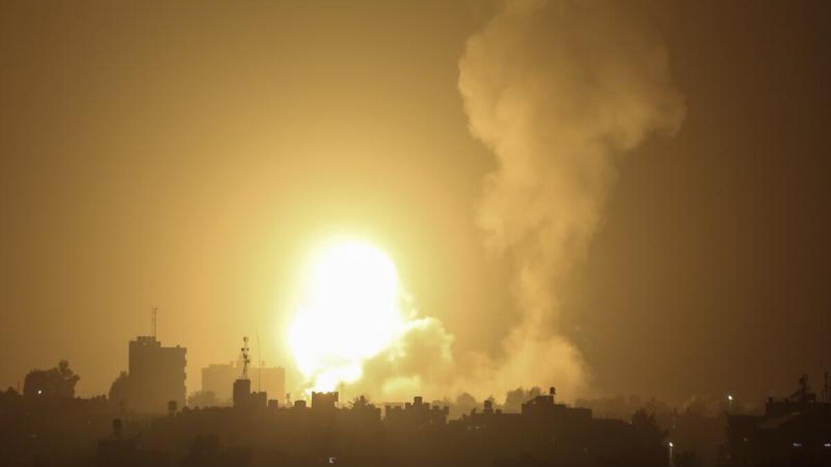 Israeli airstrikes hit a Hamas military base in the Gaza Strip.