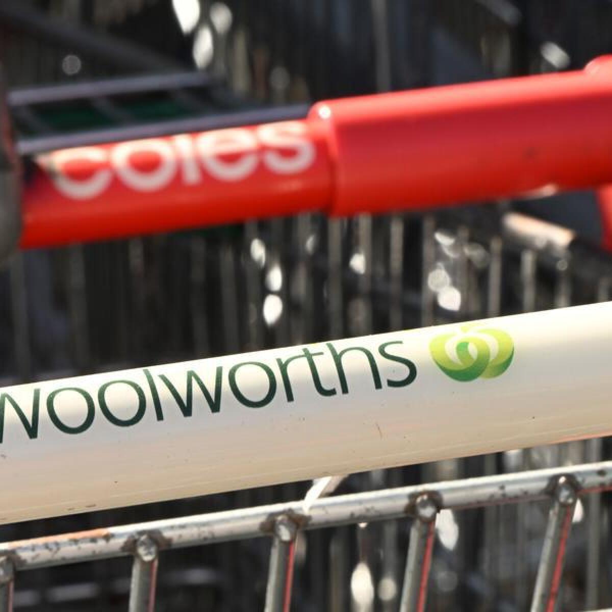 Coles and Woolworths' shopping trolleys.