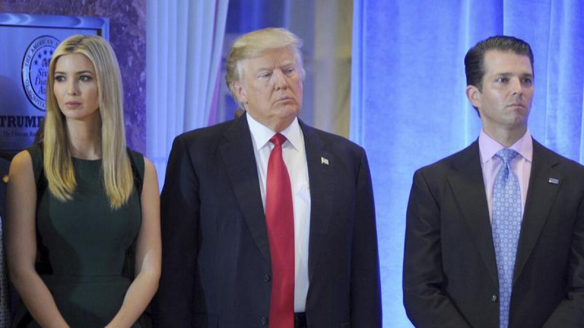 From left: Ivanka Trump, Donald Trump and Donald Trump Junior.