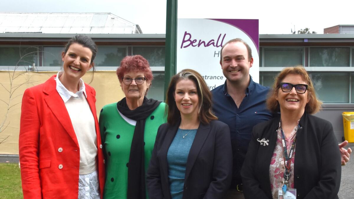 Nationals candidate for Euroa Annabelle Cleelend, June Howard, Deputy Leader of the Nationals Emma Kealy, Liberal Candidate for Euroa Brad Hearn and Benalla Health Chief Executive Officer Jackie Kelly.