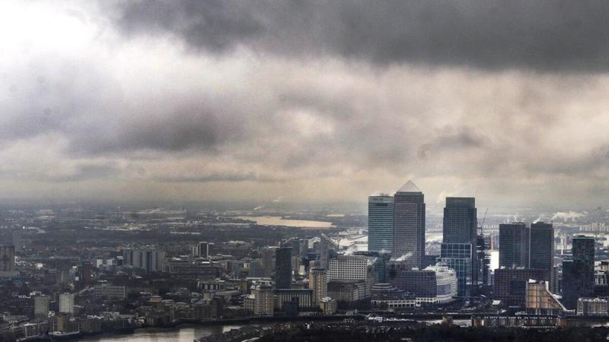A view of London's financial district Canary Wharf.