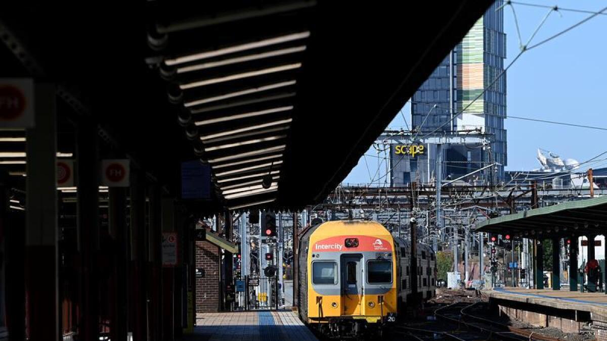 A train pulls into Sydney's Central Station.