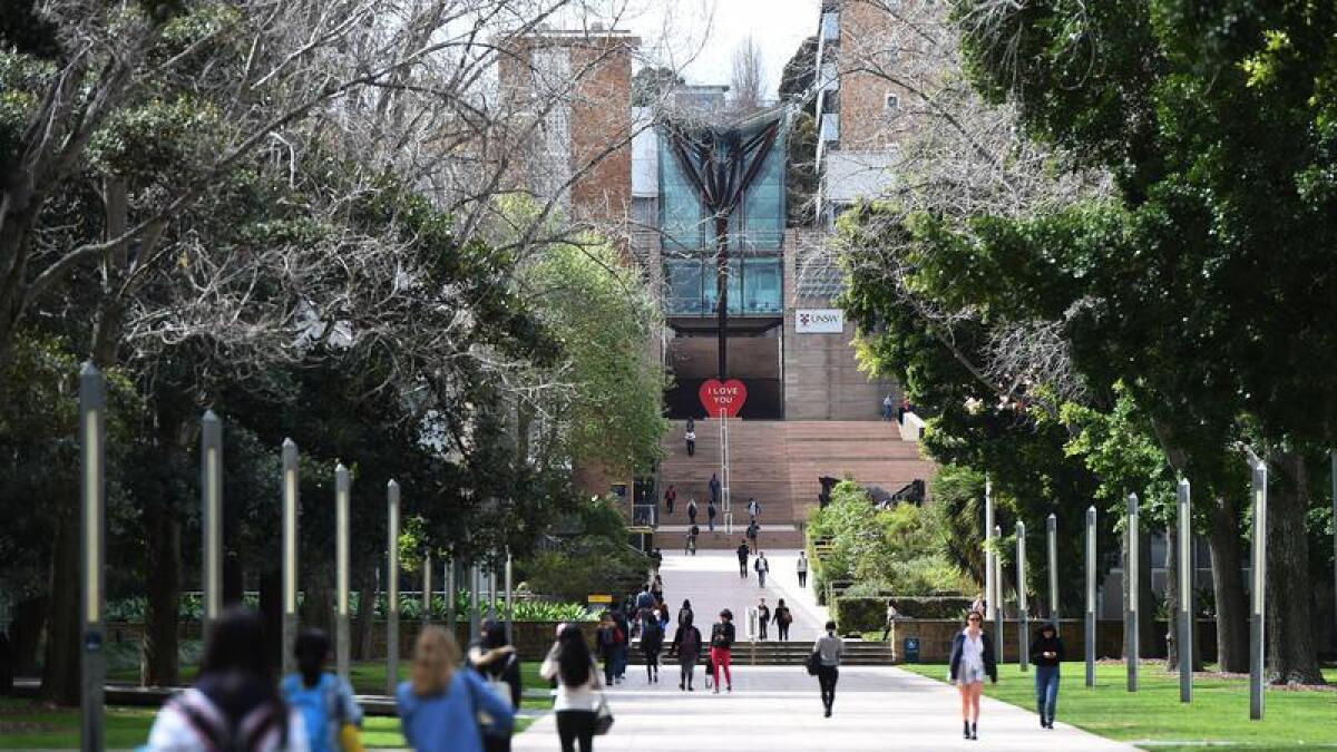 Students walking along a path at the University of NSW
