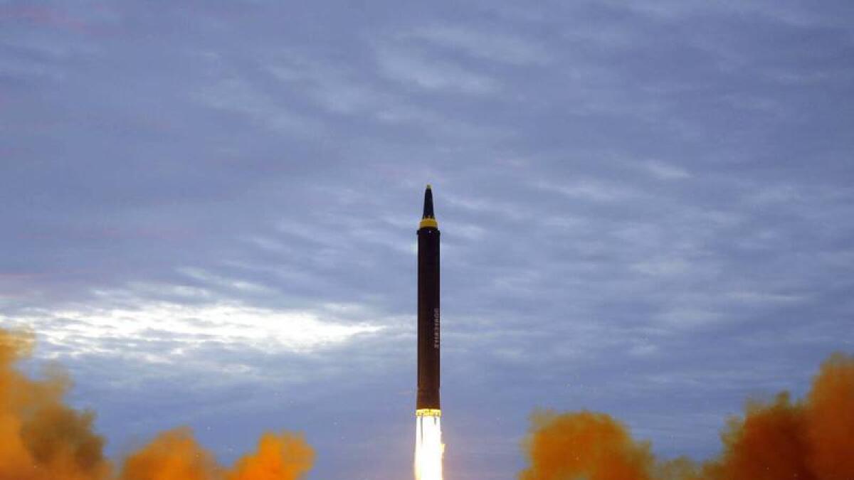 A file photo of a missile being filed in North Korea