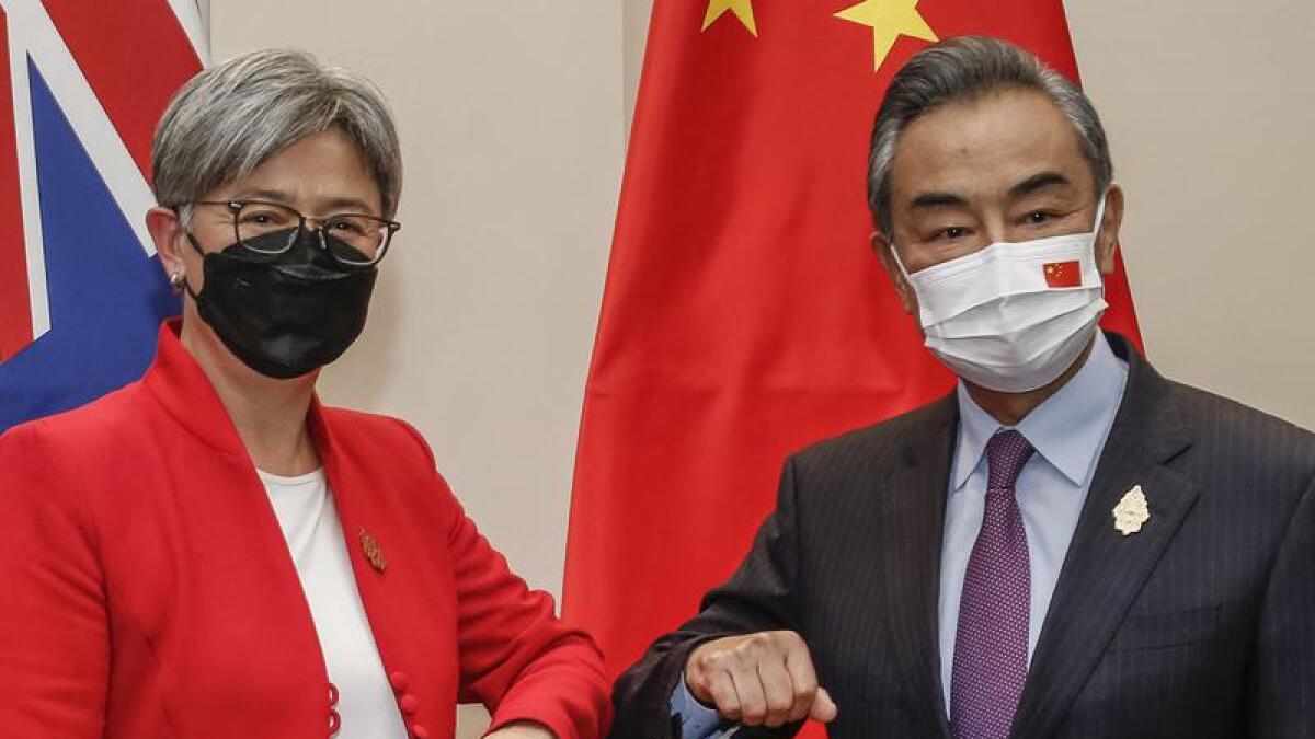 Foreign Minister Penny Wong and Chinese Foreign Minister Wang
