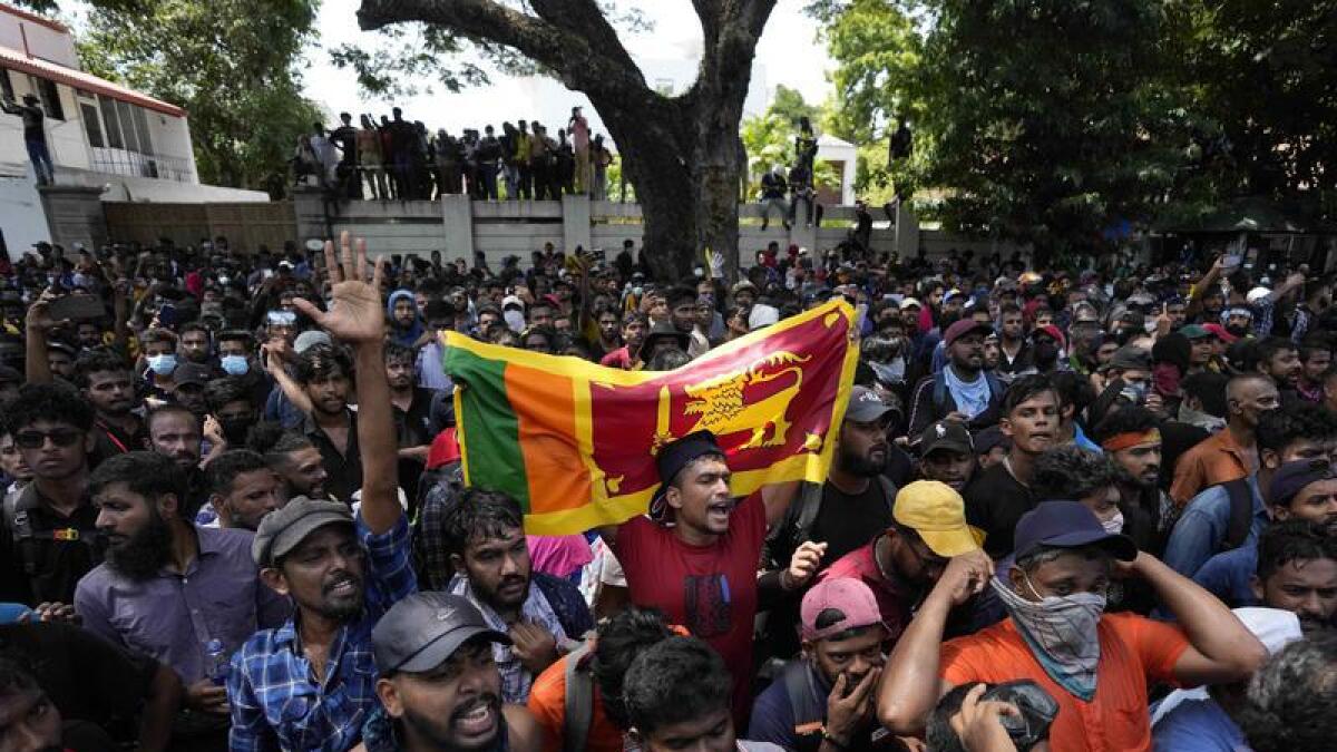 Sri Lankan protesters in the capital Colombo in July 2022.