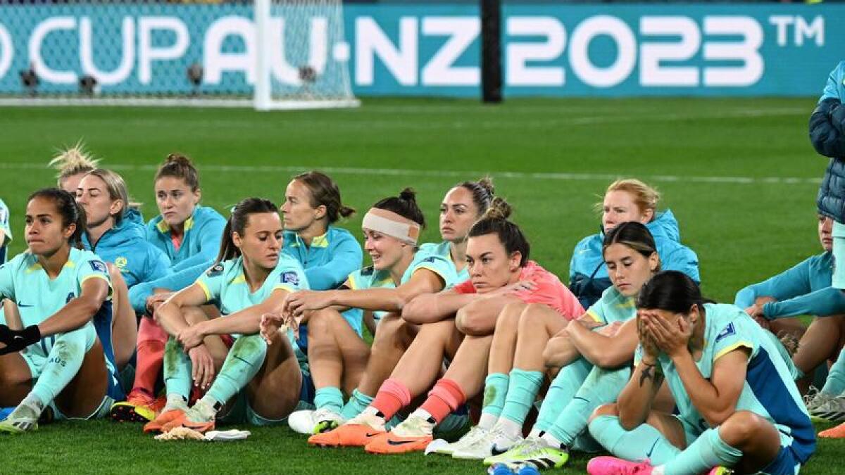 Disappointed Matildas players.