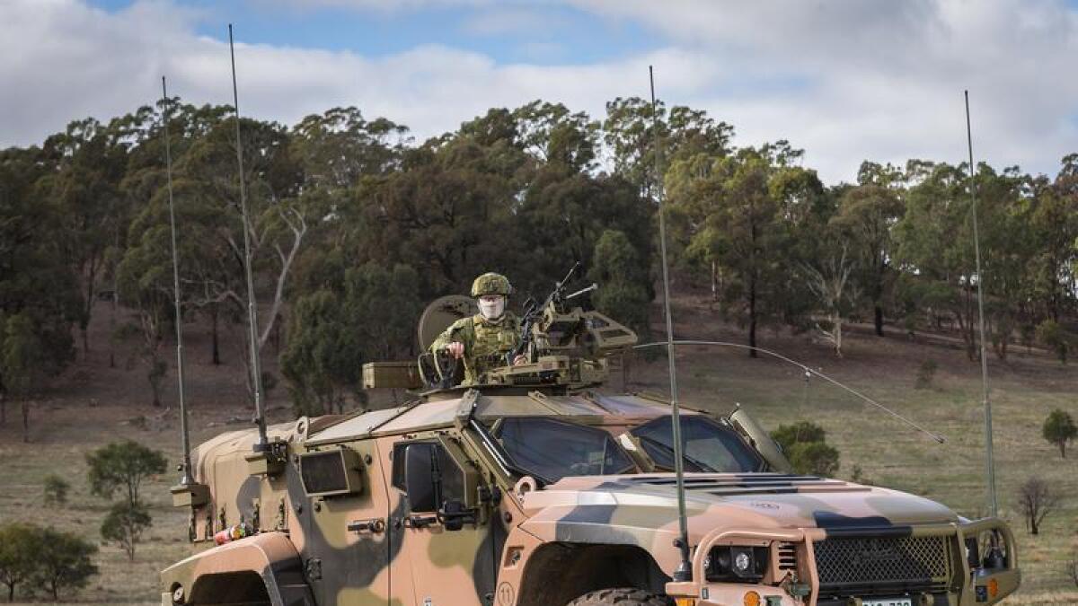 A Hawkei armoured vehicle.