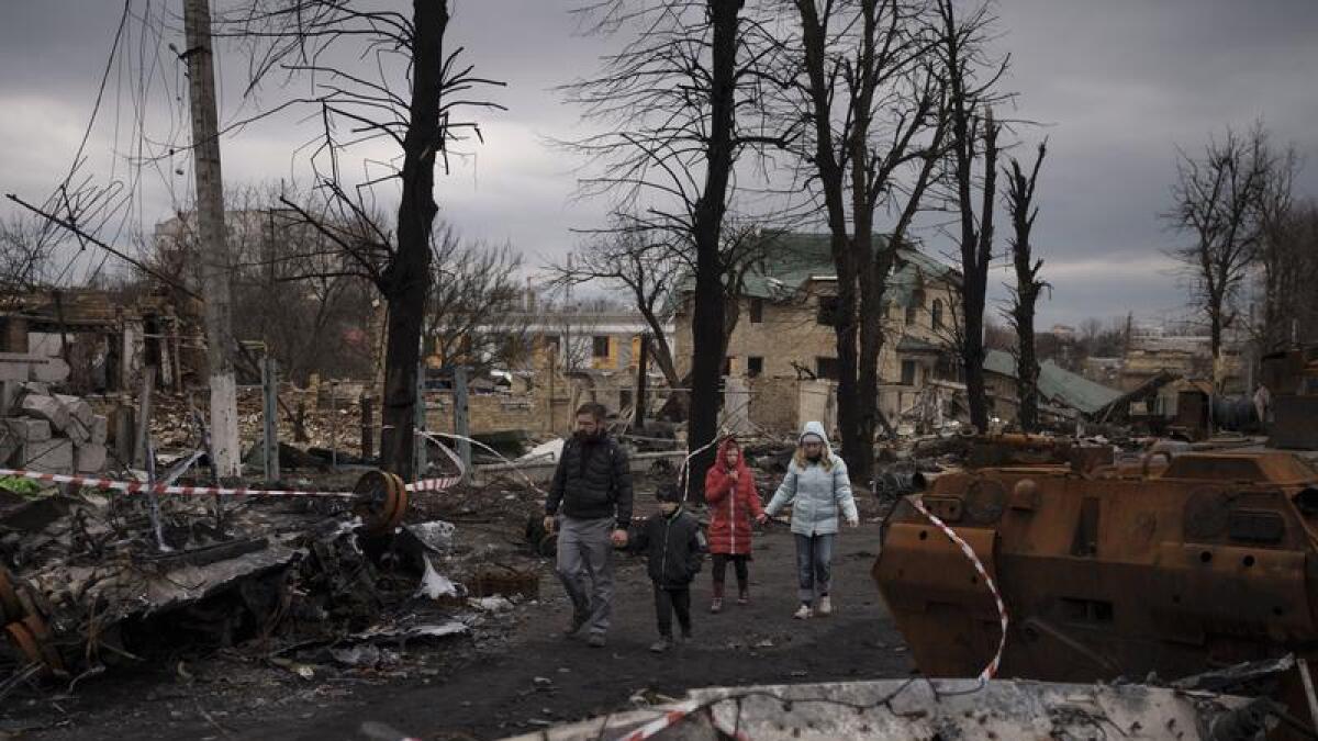 Destroyed Russian tanks in Bucha.