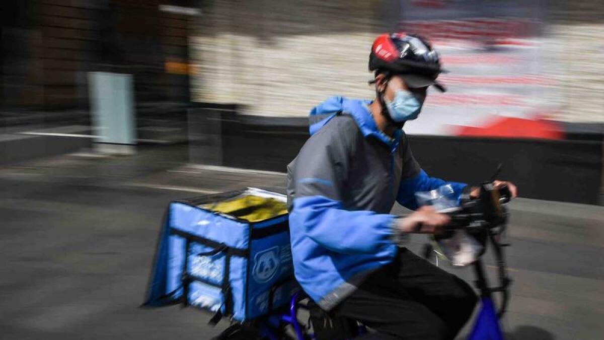 A food delivery rider in Sydney