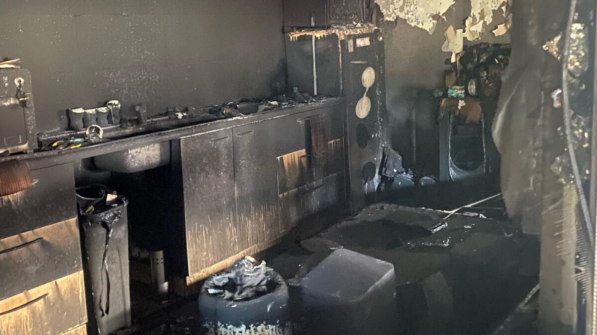 Burned out: The inside of the Merrigum Cafe after the fire last weekend. Photo: Supplied. 