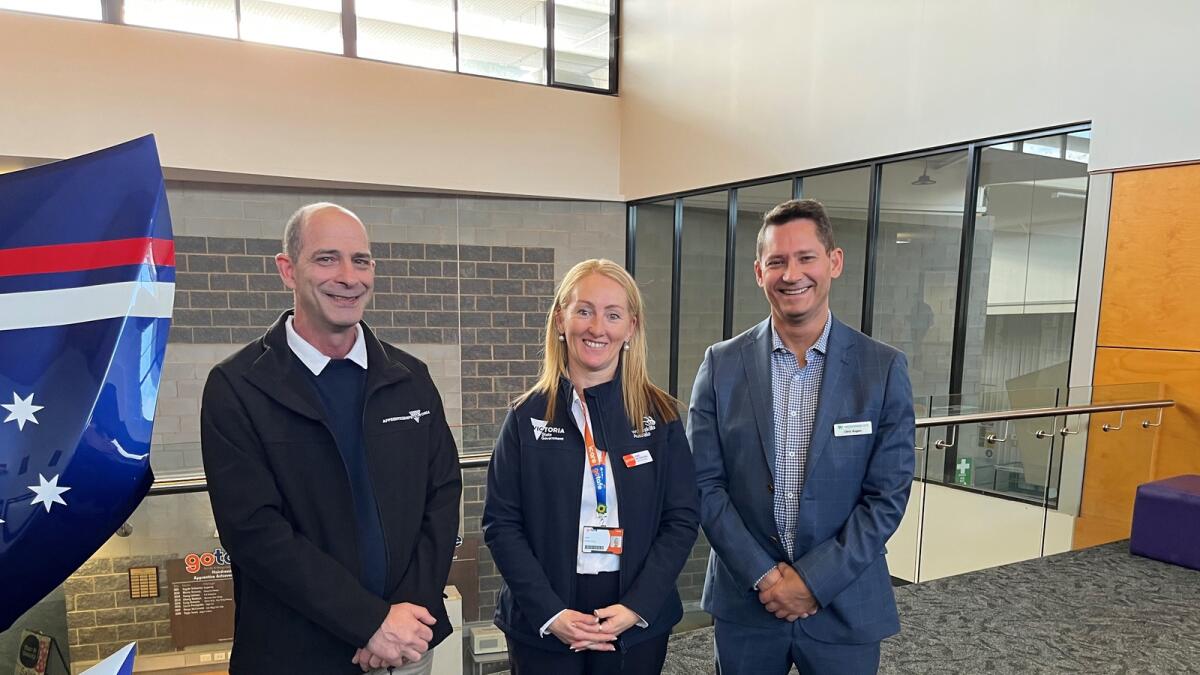 Training excellence: WorldSkills Victorian State Manager Mick Prato, Student Life Advisor at GOTAFE Jodie Gottschling and Industry & Business Engagement Manager at Wodonga TAFE Chris Rogers.