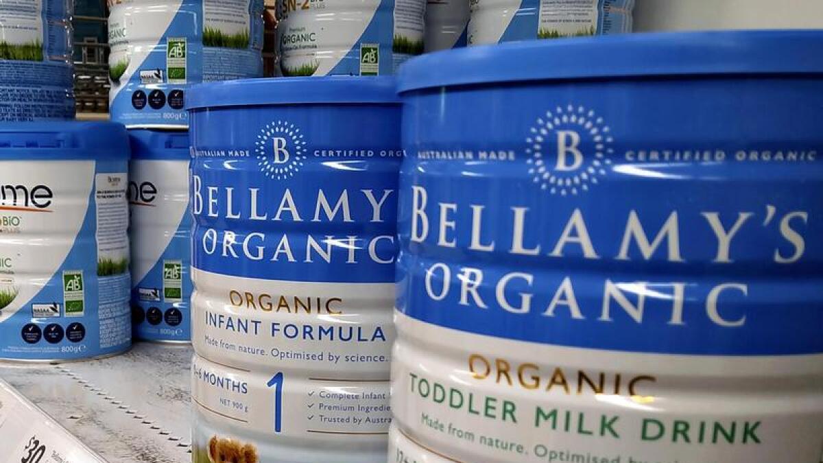 Bellamy's infant formula cans (file image)