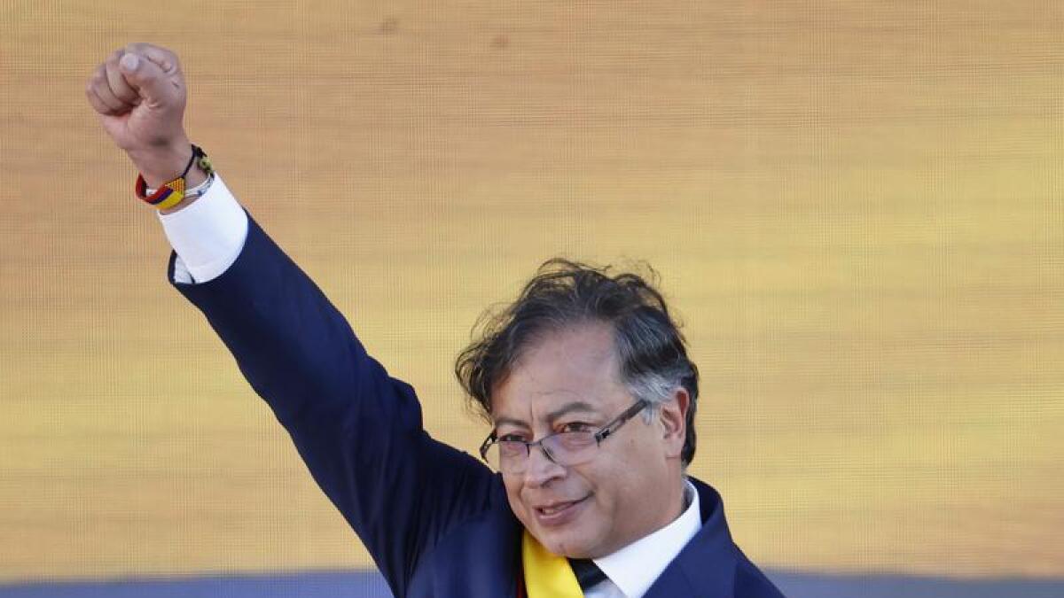 Colombian President Gustavo Petro delivers his investiture speech