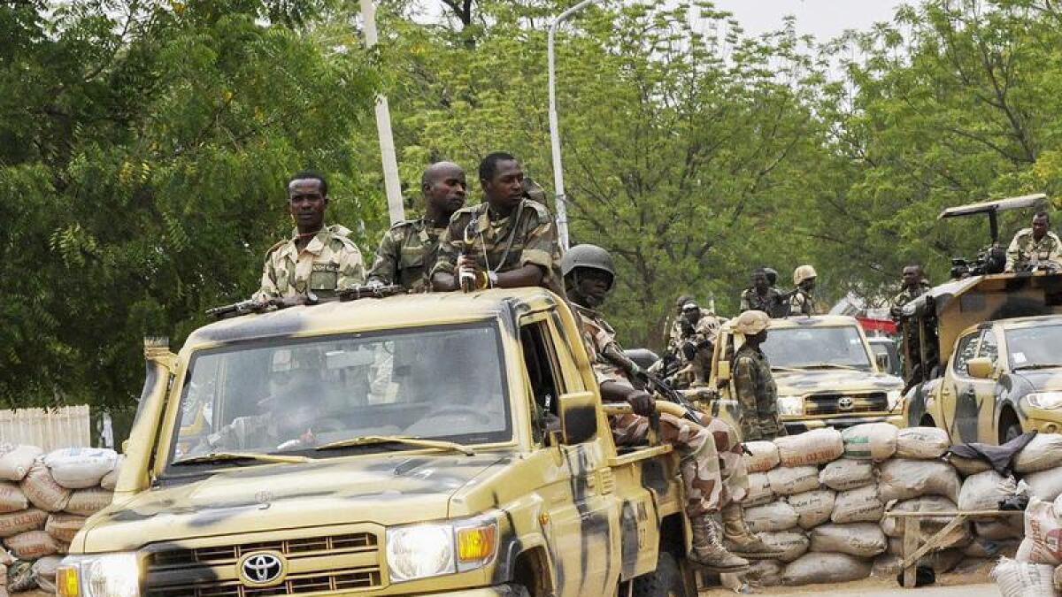 Military on patrol in troubled northeastern Nigeria.