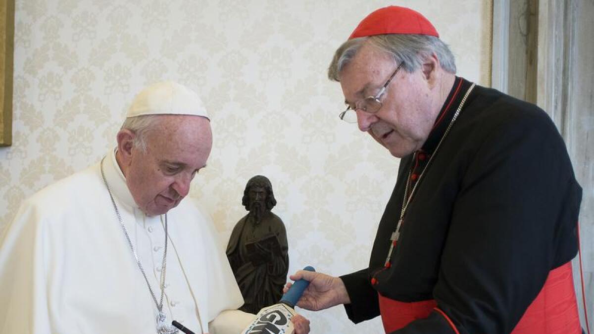 Pope Francis with Cardinal George Pell in 2015